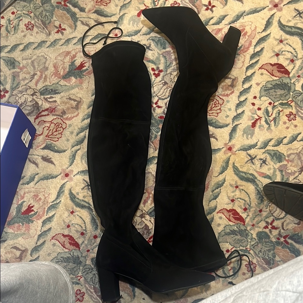 Stuart Weitzman Black Over-the-Knee Boots with High Heel